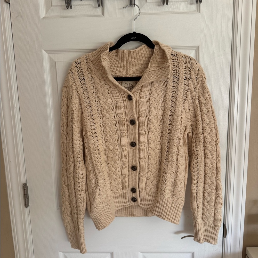 Cable Knit Button-Up Sweater
